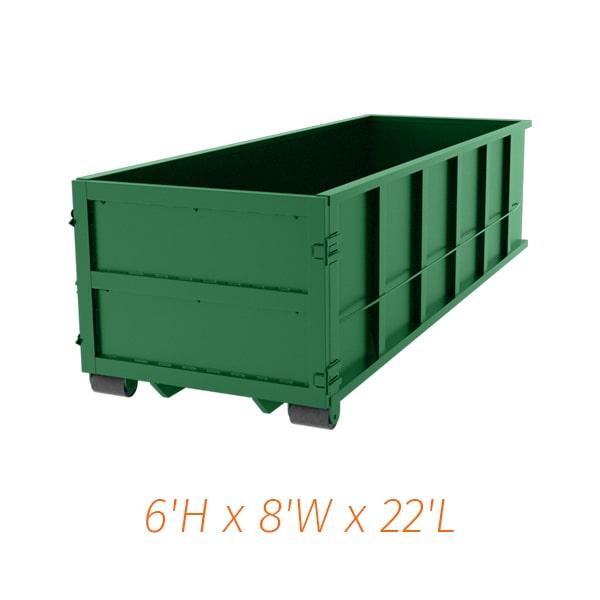 depending on your needs, we may recommend a smaller or larger size than our thirty yard dumpsters